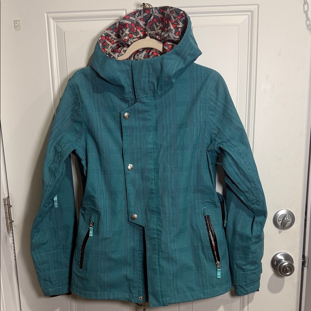 Burton Jacket with Teal, Red and Black Graphic Design